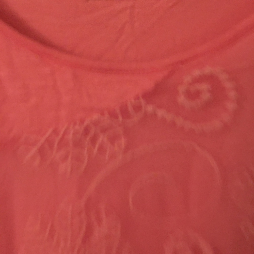 Peach top. Short sleeves. Layered look. - Picture 3 of 5